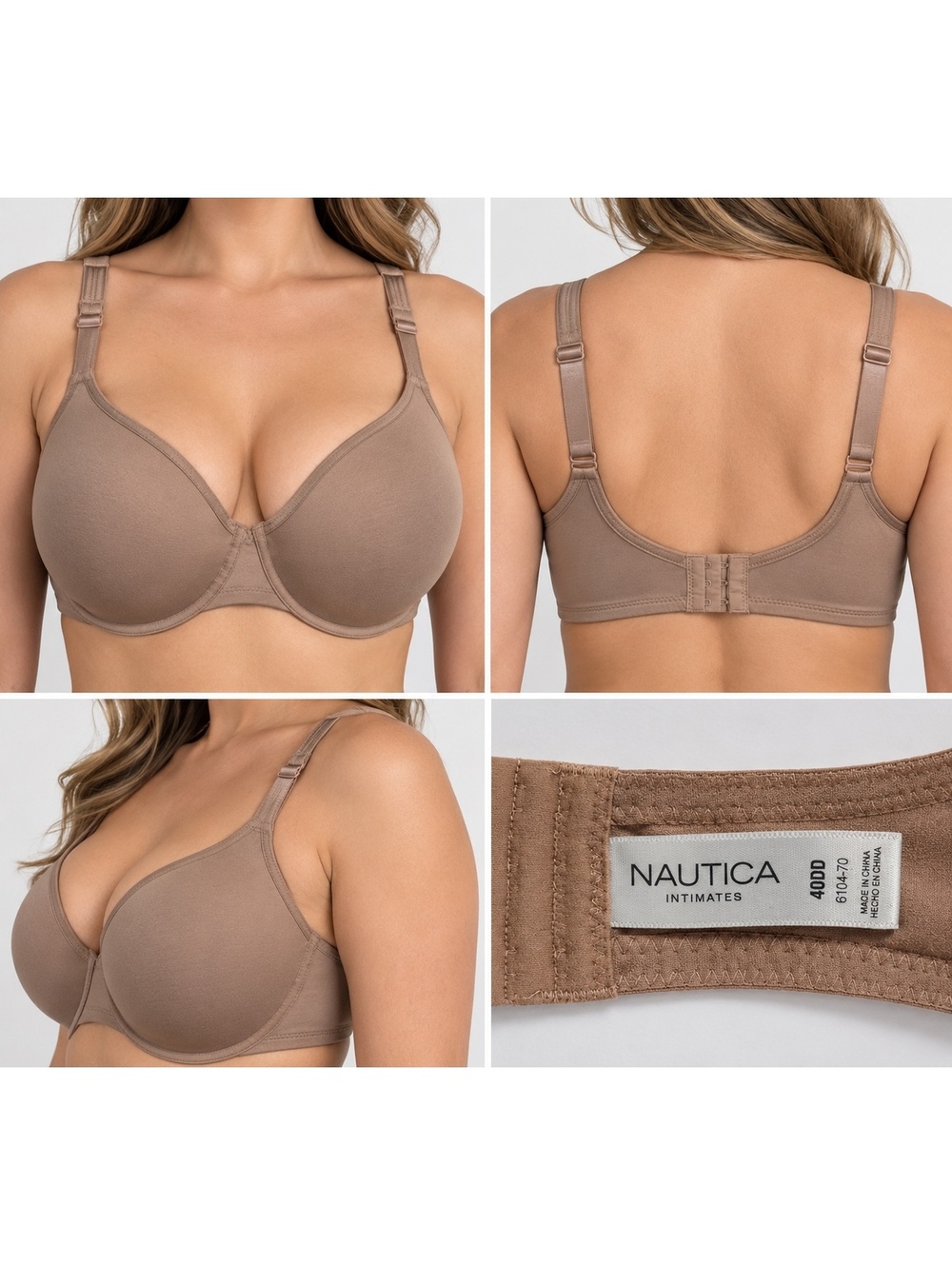 Nautica Intimates Women’s Bra 40DD Nude Beige Full Coverage Underwire
